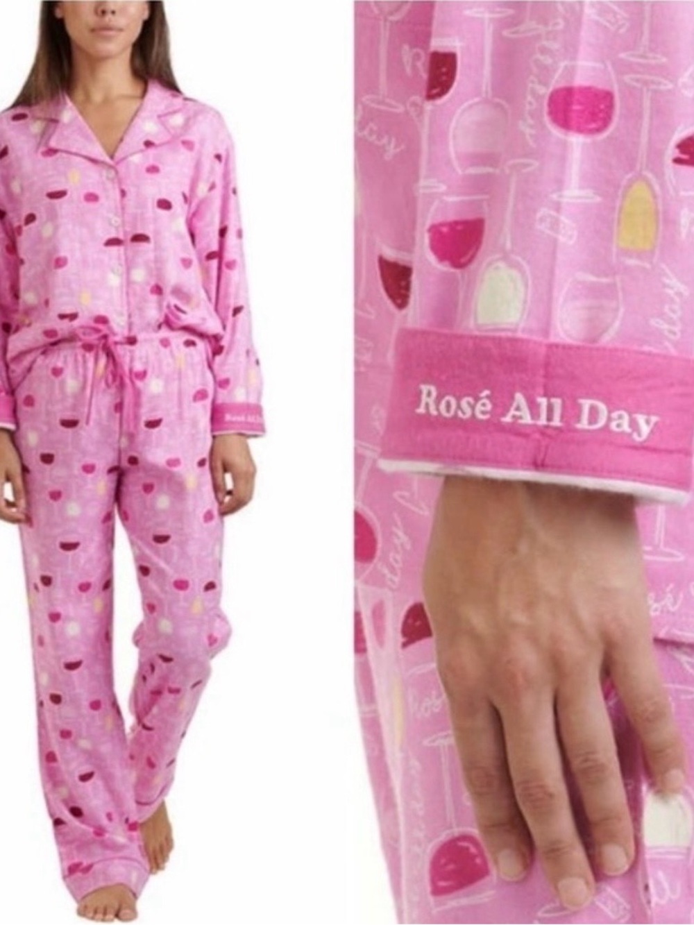 Karen Neuburger Comfy Live Love Lounge Rose All Day Wine Flannel Pajama Set XL